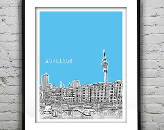 Auckland New Zealand Poster Art Skyline Print Item T2684