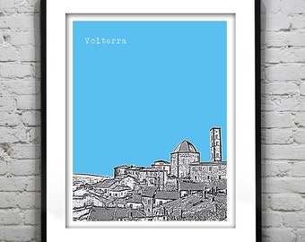 Volterra Italy City Skyline Poster Art Print
