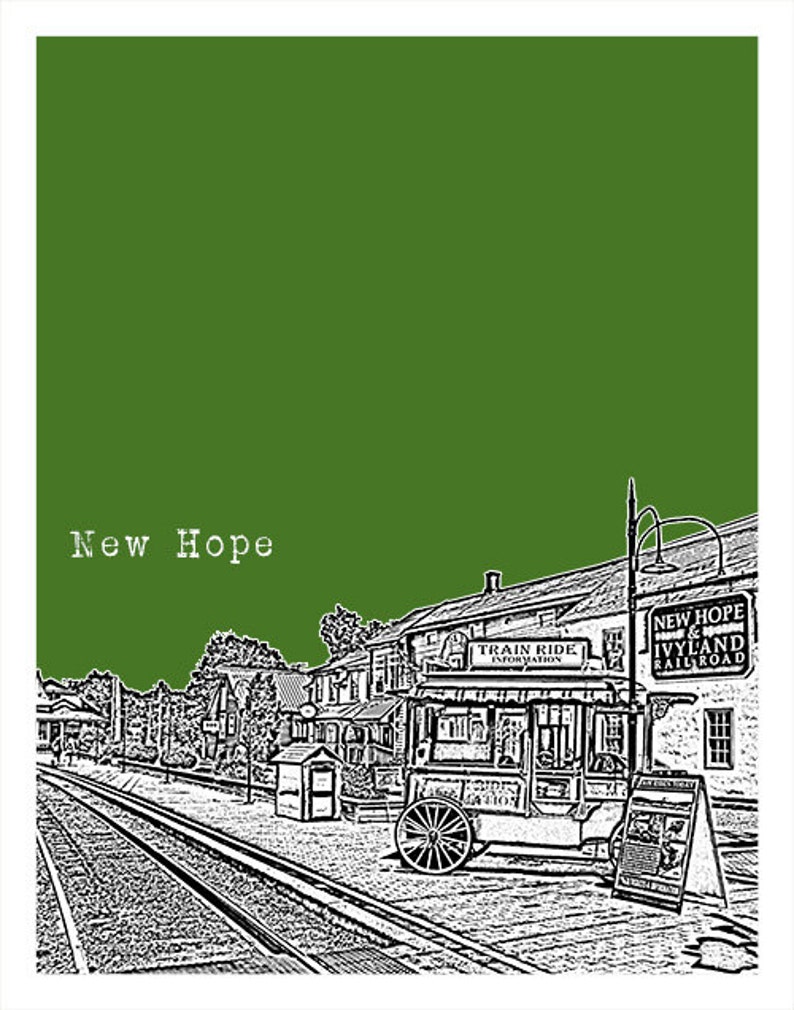 New Hope Pennsylvania Poster Art Skyline Print PA image 2