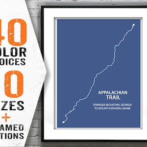 Appalachian Trail Map Poster Art Print Modern Line Drawing Item T2059