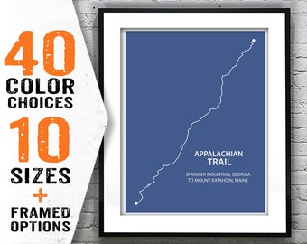 Appalachian Trail Map Poster Art Print Modern Line Drawing Item T2059