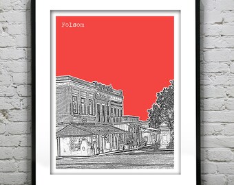 Folsom Poster Art Skyline Print California CA