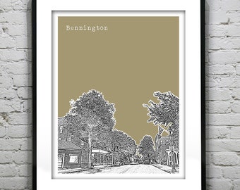 Bennington Vermont VT City Skyline Poster Print Version 2