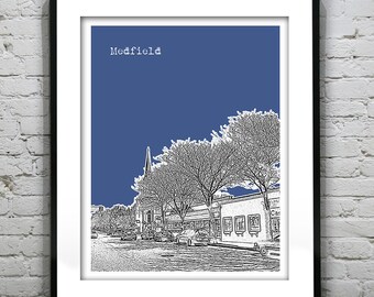 Medfield Massachusetts Skyline Poster Art Print MA