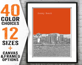 Sunny Beach Skyline Poster Art Print Burgaria Item T3078
