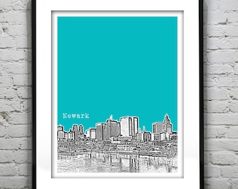 Newark Skyline Poster Print Art NJ New Jersey