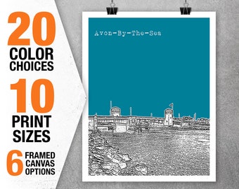 Avon-by-the-Sea New Jersey Skyline Poster Print Art NJ Avon by the sea Item T5316