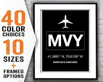 MVY Martha's Vineyard Airport Aviation Poster Art Print Massachusetts Item T2024