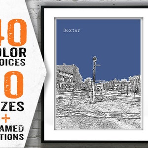 Dexter Michigan Poster Skyline Art Print MI Item T1651