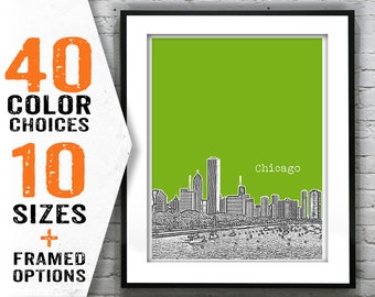 Chicago Poster Skyline Art Print  Illinois Item T1566