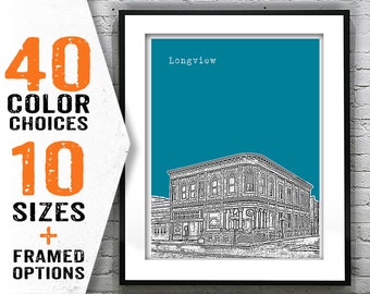 Longview Texas Poster Art Print TX Skyline Item T2125