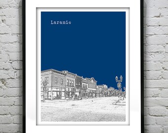 Laramie Wyoming Skyline Poster Print Art Version 1