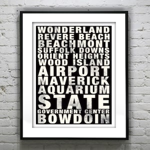 Boston Blue Line Subway Poster Massachusetts Art Print MA Item T5090