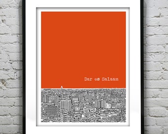Dar es Salaam Skyline Poster Art Print Africa
