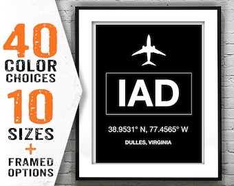 IAD Washington Dulles International Airport Aviation Poster Art Print Item T1977
