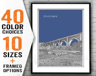Nicholson Pennsylvania Skyline Poster Art Print PA Item T1685