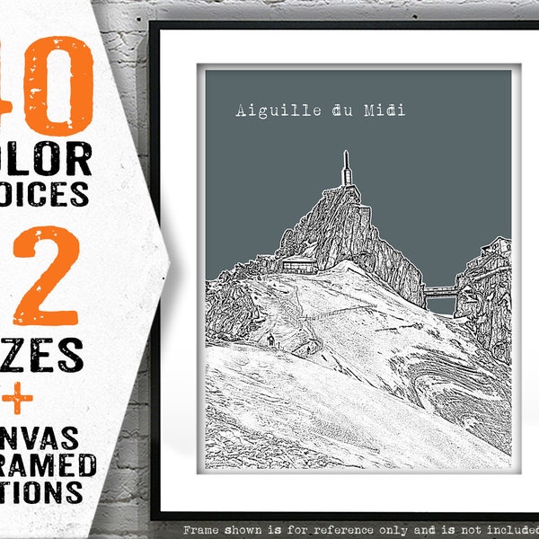 Aiguille du Midi Chamonix France Ski Skiing Poster Art Skyline Print Europe Item T4849