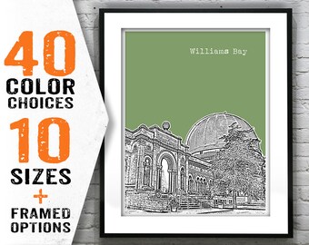 Williams Bay Wisconsin Poster Print Art Skyline Yerkes Observatory Item T1563