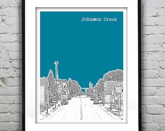 Johnson Creek Wisconsin Poster Print Art Skyline Item T4283