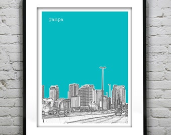 Tampa Florida Skyline Poster Art Print FL T2241