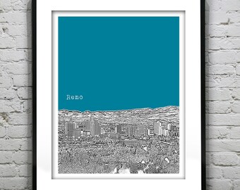 Reno Nevada Art Print Poster Skyline NV version 2