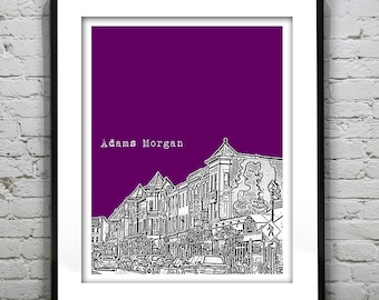 Adams Morgan Washington DC Skyline Poster Art Print Item T1309