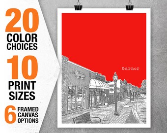 Garner North Carolina Skyline Art Print Poster NC Item T5385