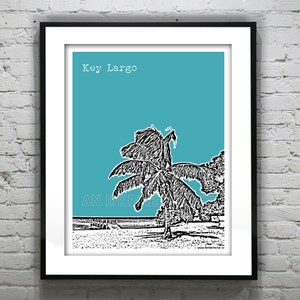 Key Largo Skyline Poster Art Print Florida Keys Miami Marathon Key West FL
