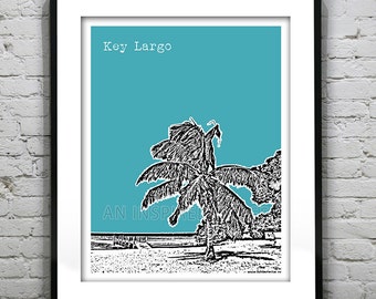 Key Largo Skyline Poster Art Print Florida Keys Miami Marathon Key West FL