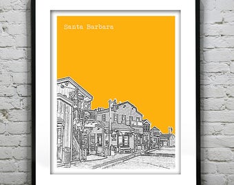 Santa Barbara CA Skyline Poster Art Print California Item T1093