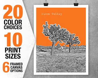 Yucca Valley California Skyline Poster Art Print CA Item T5523