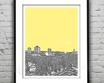 Lethbridge Alberta Canada Poster Print City Skyline Art Print AB Version 1
