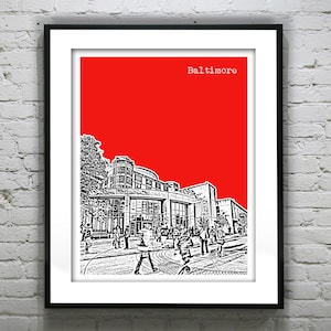 Baltimore Maryland Poster Print Art Skyline MD Albin O. Kuhn Library  Item T1332