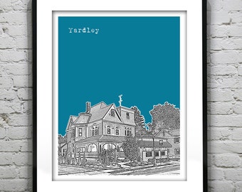 Yardley PA Poster Print Art Pennsylvania Skyline Historic district Version 3