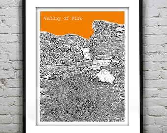 Valley of Fire Skyline Poster Art Print Nevada NV