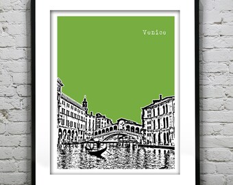 Venice Poster Rialto Bridge Italy Art Print Skyline