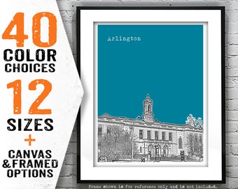 Arlington Massachusetts Skyline Poster Art Print Town Hall MA Item T4863