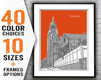 Nashua Skyline Poster Art Print New Hampshire NH Item S7005
