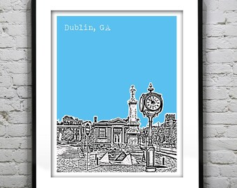 Dublin Georgia Poster Art Skyline Laurens County, GA Print