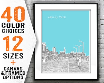 Asbury Park Skyline Poster Art Print New Jersey NJ Item T1056