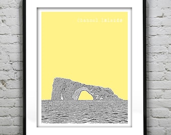 Channel Islands California Skyline Poster Art Print CA Version 1