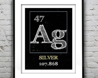 Periodic Table Silver Poster Art Print Periodic Table of Elements Ag 47