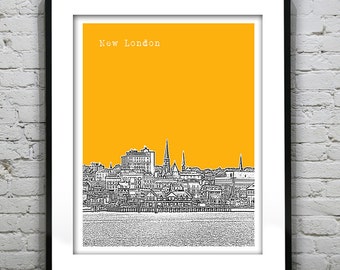 New London Skyline Poster Art Print Connecticut CT Item T2299