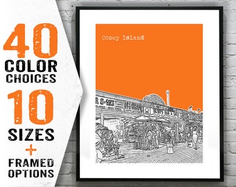 Coney Island New York City Skyline Art Print Poster NYC NY Item T1577