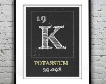 Periodic Table Potassium Poster Art Print Periodic Table of Elements K 19 Item T5467