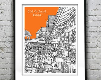 Old Orchard Beach Skyline Poster Art Print Maine ME Item T1063