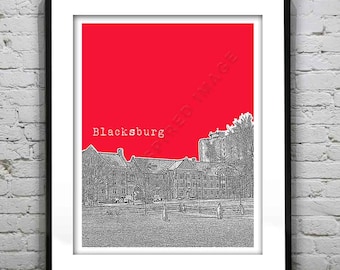 Blacksburg Virginia Poster Art Print VA