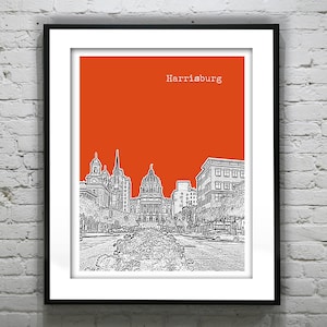 Harrisburg Poster Print Skyline Art Pennsylvania PA Item T4572