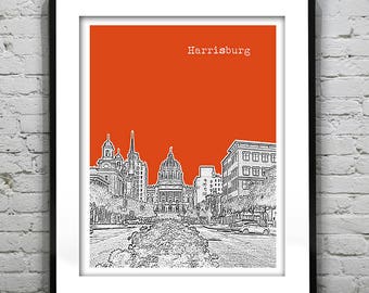Harrisburg Poster Print Skyline Art Pennsylvania PA Item T4572