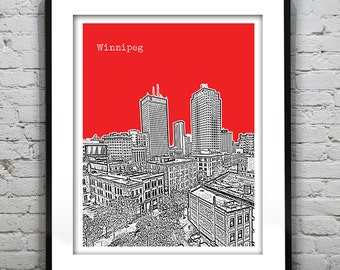 Winnipeg Manitoba Skyline Art Print Poster Canada Version 2
